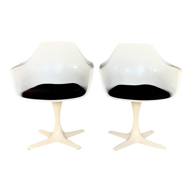 Pair Of Mid Century Modern Burke Inc Fiberglass Swivel Tulip Chairs Chairish