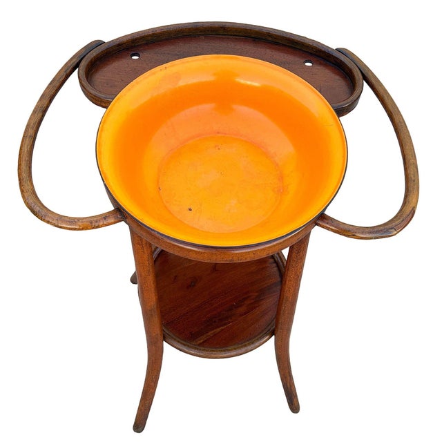 Late Victorian Bent Oak Wash Shaving Stand W/ Bowl by Thonet For Sale - Image 9 of 9