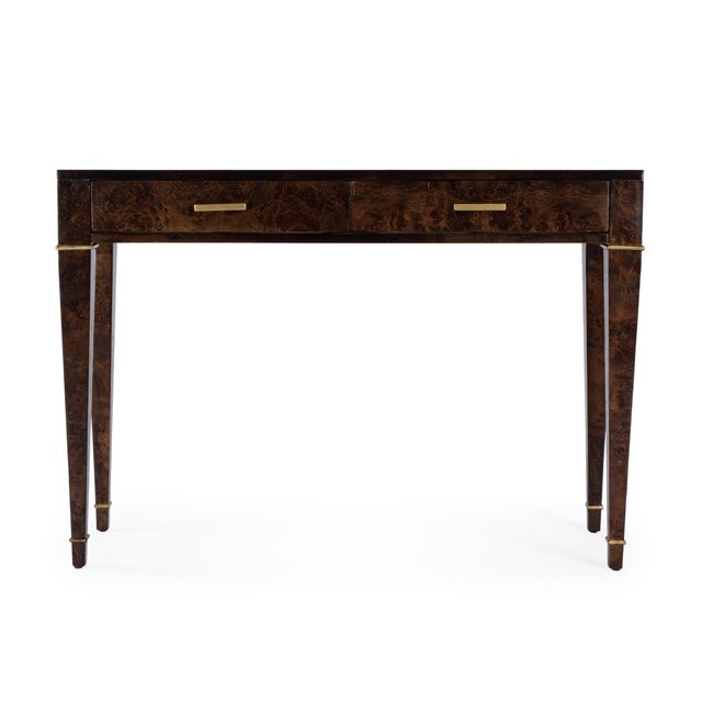 2020s Kai 45 in. W Rectangular Burl Wood 2 Drawer Console Table, Dark Burl For Sale - Image 5 of 9