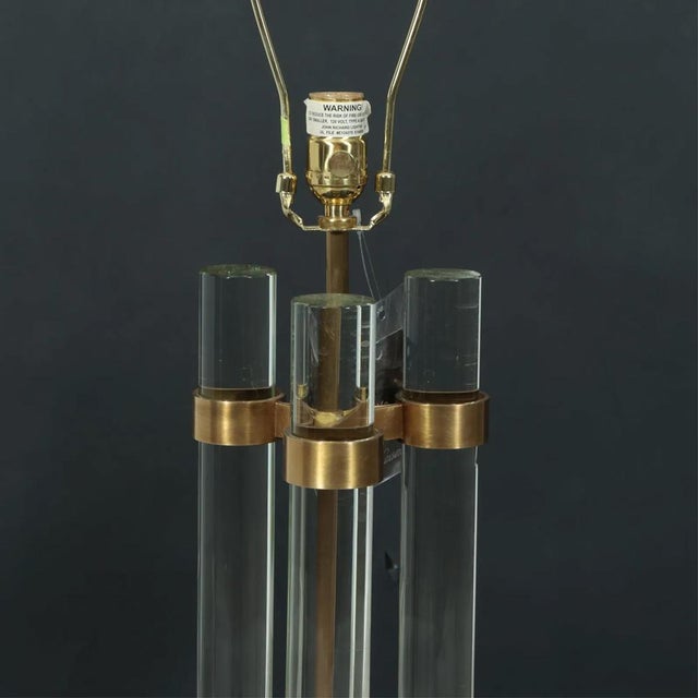 Modern Modern John-Richard Brass Lucite Lamp For Sale - Image 3 of 8