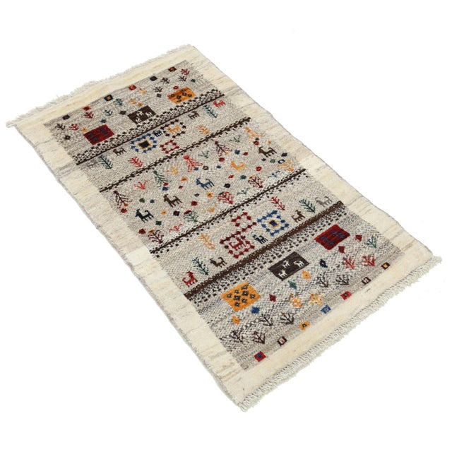 Modern Fine Hand Knotted Persian Gabbeh Rug For Sale - Image 3 of 4