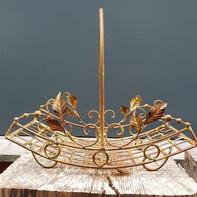 Art Nouveau Wrought Iron Basket with Handle, in Flawless conditions. Designed from 2000