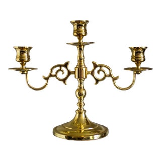 Vintage Baldwin Lacquered Brass 3-Arm Candlestick and Candelabra For Sale