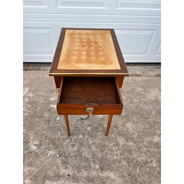 French 19th Century Louis XVI Mahogany Leather Top Side Table For Sale - Image 11 of 12