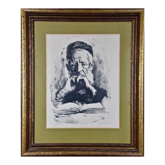 Limited Ed. Etching of a Scholar, Possibly a Cleric, with a Book in Deep Thought, 20th Century For Sale