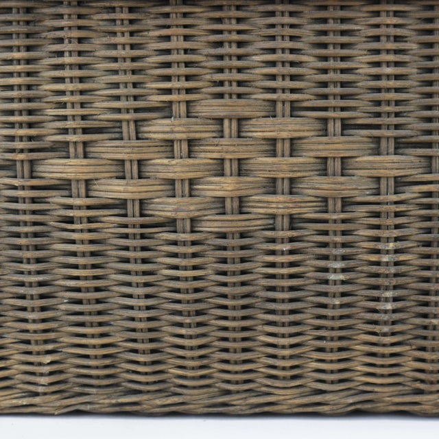 Vintage Woven Rattan Picnic Basket With Handle & Lid – Handwoven Storage & Décor For Sale - Image 10 of 11