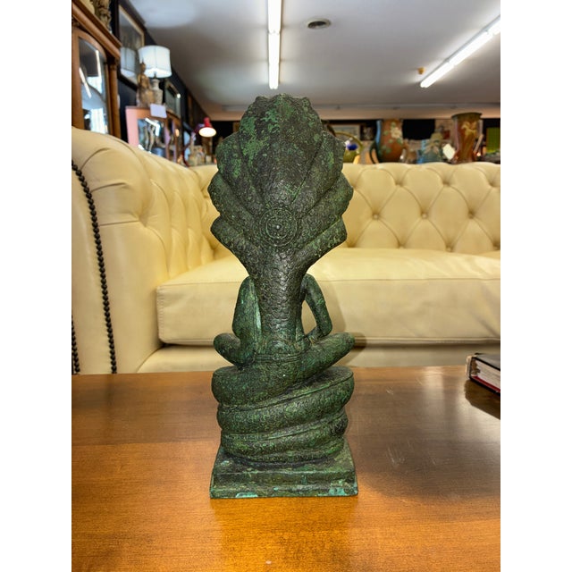 15th Century & Earlier Khmer Bronze Naga Enthroned Buddha, 13th Century, Bayon Period For Sale - Image 5 of 14