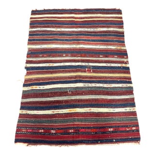 Vintage Multi-Stripes Flat Woven Kilim For Sale