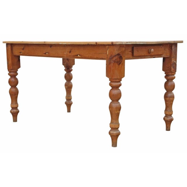Antique Pine Kitchen Table, 1800s For Sale - Image 3 of 11