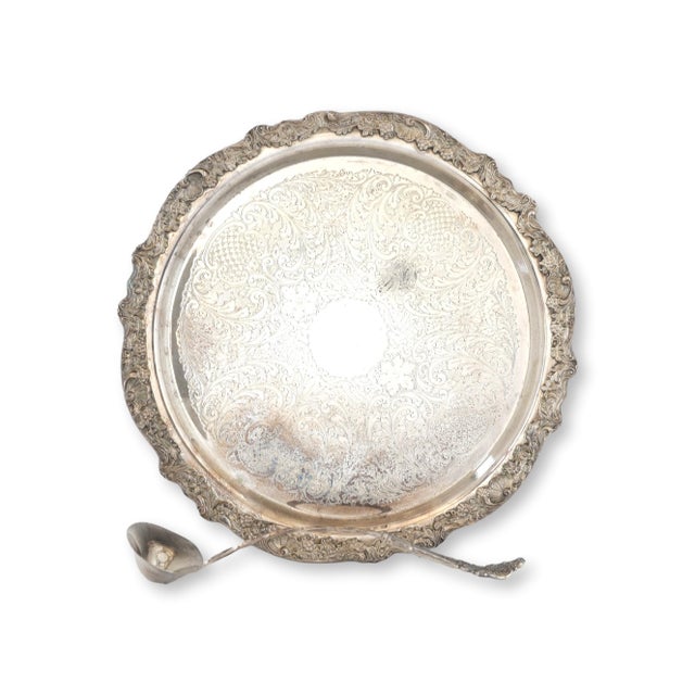 Midcentury Rogers Silverplate Beverage Cooler W/ Tray & Ladle For Sale - Image 4 of 11