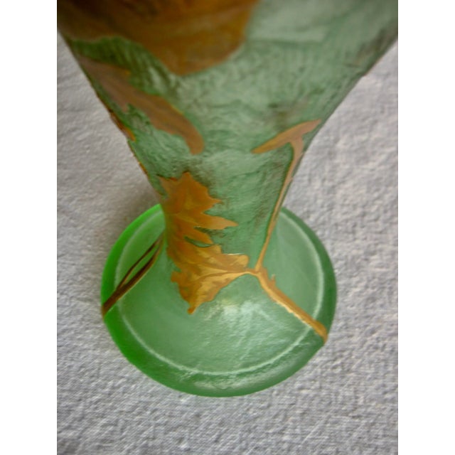 Glass Art Nouveau Acid Frosted Mont-Joye Guilde Vase For Sale - Image 7 of 9