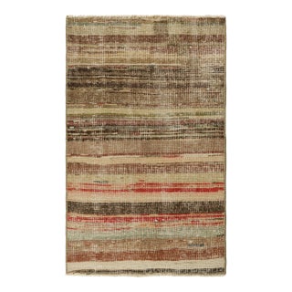 Vintage Zeki Müren Rug With Polychromatic Geometric Stripes, From Rug & Kilim For Sale
