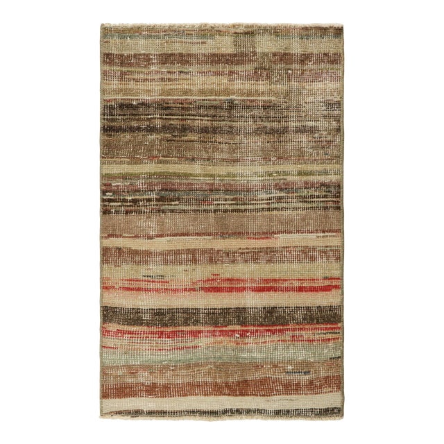 Vintage Zeki Müren Rug With Polychromatic Geometric Stripes, From Rug & Kilim For Sale