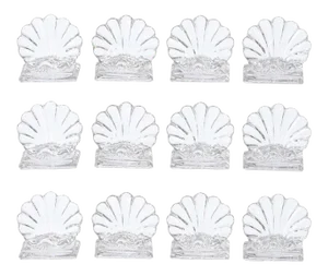 Modernist Signed Baccarat Translucent Crystal Scallop Place Holders - Set of 12