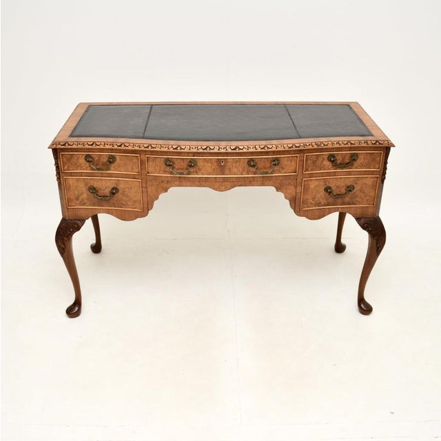 Burr Walnut Desk with Leather Top, 1930s For Sale - Image 13 of 13