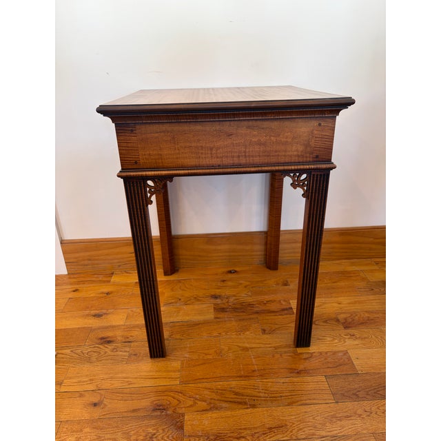Chippendale Style Tiger Maple Side Table For Sale - Image 10 of 12