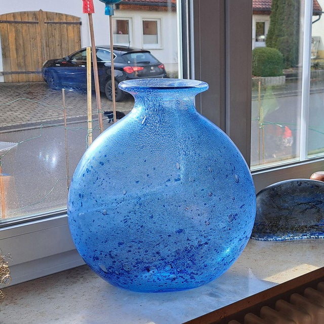 Monumental Ercole Barovier - Barovier & Toso Efeso Blue Vase 1964 For Sale - Image 10 of 13
