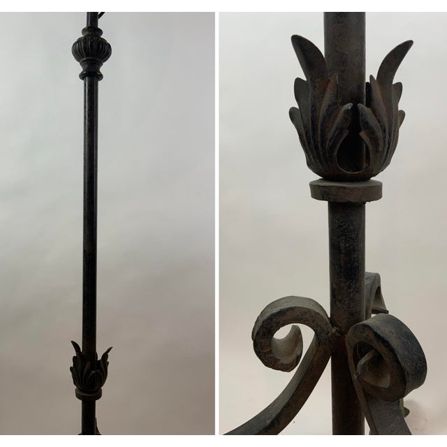 Metal Iron Floor Lamp With Floral Motif For Sale - Image 7 of 12