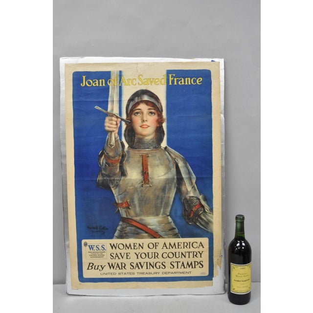 Original Vintage 1918 WWI Poster 'Joan of Arc Saved France' by William Haskell Coffin Taped to Board. Circa Early 20th...