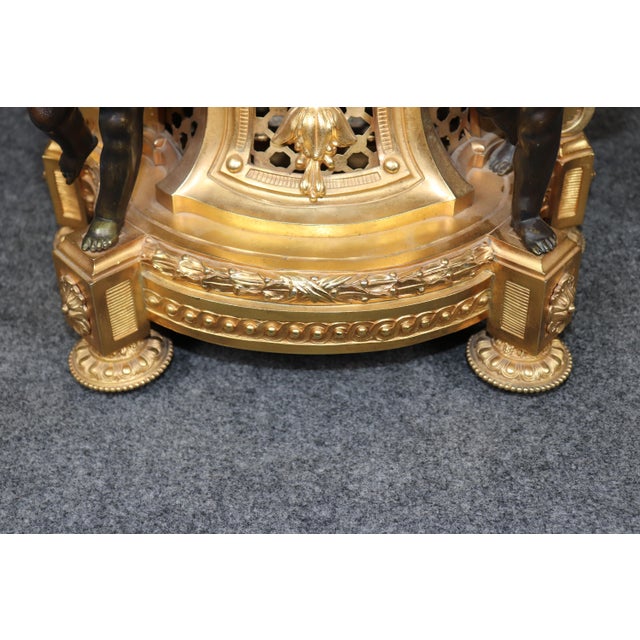 19th C. French Louis XV Style Ormolu & Bronze Clock Set by Balthazard Paris For Sale - Image 14 of 17