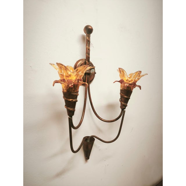 Two-Light Wall Lamp with Murano Glass, 1980s For Sale - Image 9 of 11