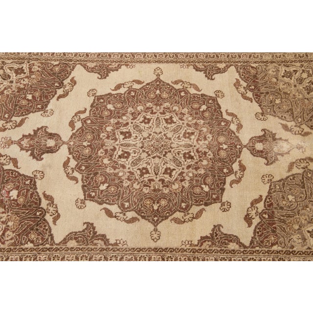 Antique Tabriz Handmade Tan Floral Scatter Wool Rug For Sale In New York - Image 6 of 11
