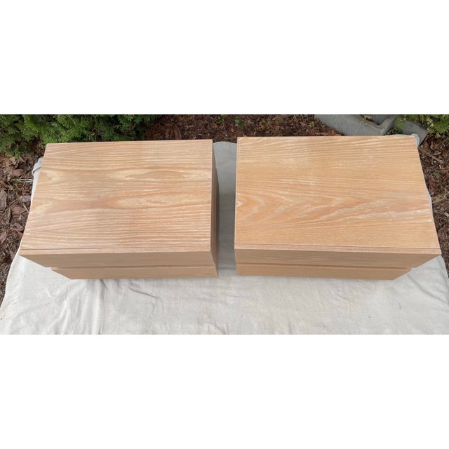 Late 20th Century Vintage Modern Stacked Box Lawson Fenning Nightstands in White Oak - Pair For Sale - Image 5 of 9