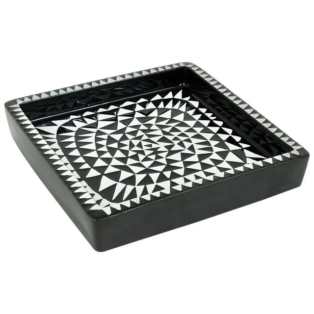 Black & White Ceramic Domino Plate by Stig Lindberg for Gustavsberg, Sweden, 1950s For Sale - Image 10 of 10