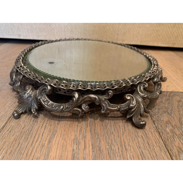 Vintage Silver-Tone Metal Mirror Plateau For Sale - Image 4 of 9