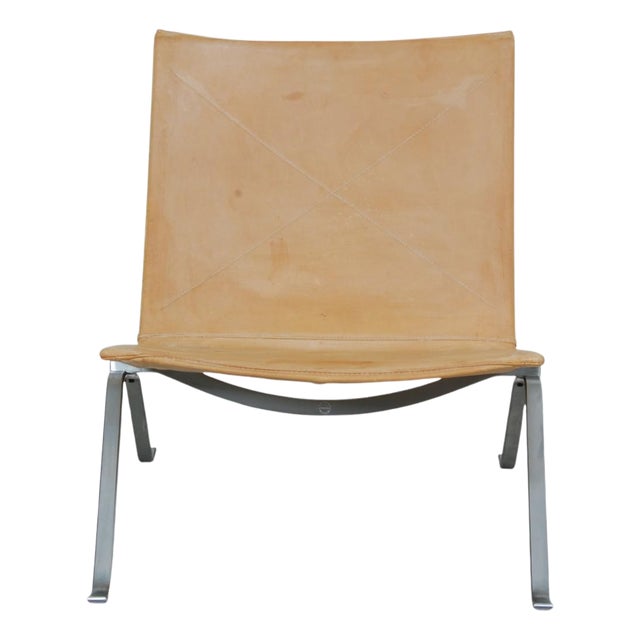 PK-22 Chair in Natural Leather by Poul Kjærholm, 1990s For Sale