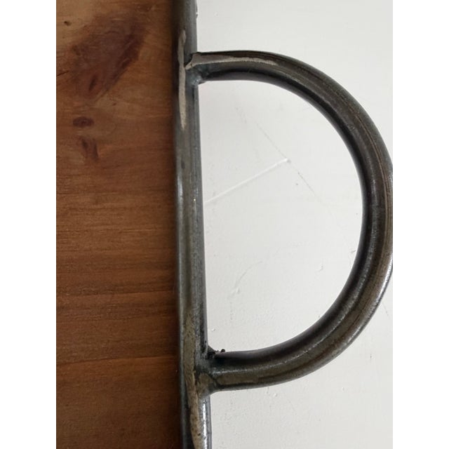 Late 20th Century Vintage Handmade Wood Serving Trays With Hand-Forged Metal Frames – Set of 2 For Sale - Image 5 of 13