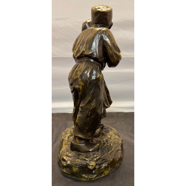 Early 20th Century Antique 1900s Joseph D’Aste Bronze Dutch Boy & Girl Couple D’enfants Hollandais For Sale - Image 5 of 9