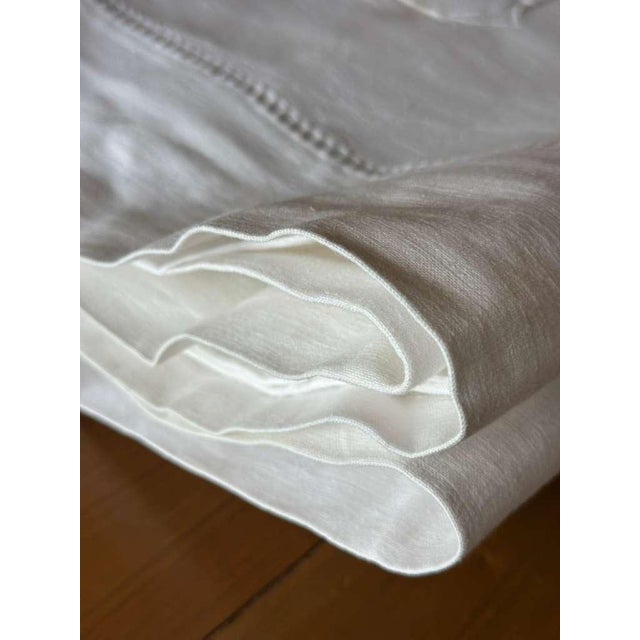 French Antique French Linen Sheet Co Monogram Ladder Work White Trousseau Linen Bed Sheet Circa 1920 the Paris Apartment For Sale - Image 3 of 13