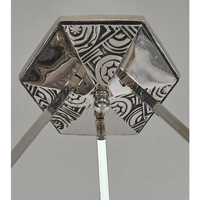 Metal French Art Deco Pendant Light by Le Verre Artistique Di Lauro - 1930 Chandelier France For Sale - Image 7 of 9