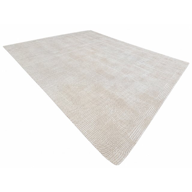 Restoration Hardware Rh Tulsi Wool & Silk Rug – 12' × 15' Wheat | Hand-Knotted Wool & Silk | Made in Nepal For Sale - Image 4 of 18