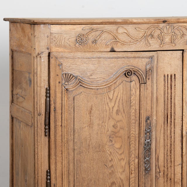Wood Early 19th Century Tall French Bleached Oak Sideboard Buffet For Sale - Image 7 of 16