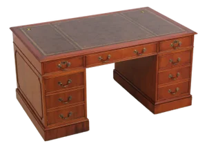 Reprodux Bevan Funnel Leather Top Yew Wood Desk