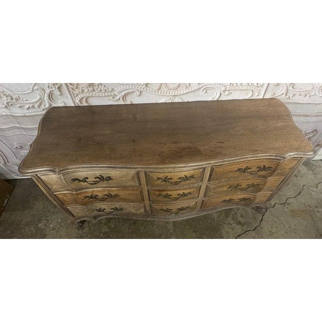 French Louis XV Style 9-Drawer Bombe Dresser in Bleached Fruitwood For Sale - Image 4 of 18