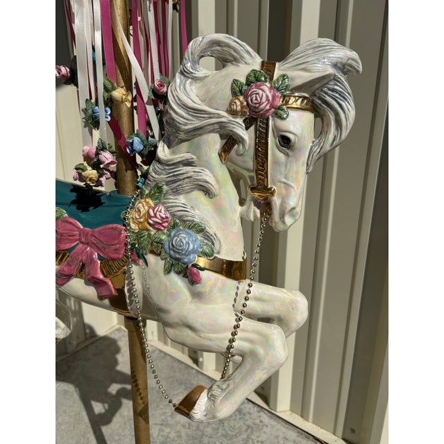 Vintage 1980s Life Size Carousel Horse Art on Decorative Stand For Sale - Image 9 of 12