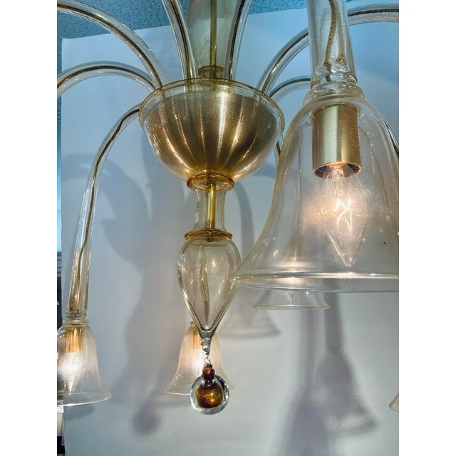 Original retail $8450, stylish Myran Allan Luxury Lighting Modern Venetian Murano Hand Blown Gol Murine Chandelier, amber...