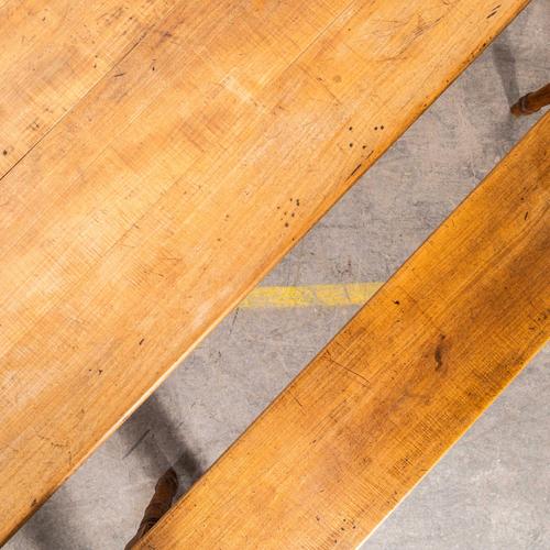 1940s Vintage Long Rectangular Fruitwood Farmhouse Table and Bench, 1940s, Set of 2 For Sale - Image 5 of 13