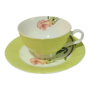 Late 20th Century Stechcol Gracie Bone China Romantic Rose Coastline Imports Teacup and Saucer Set