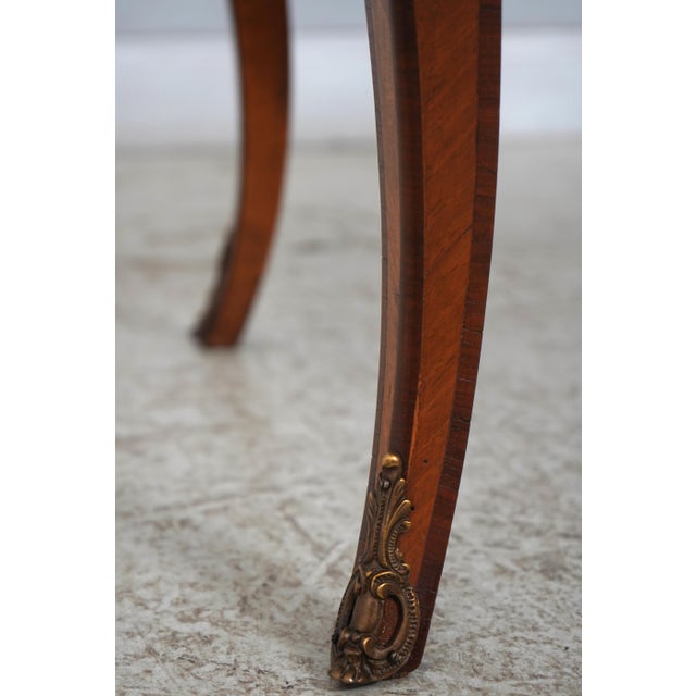French Vintage Parquetry Mahogany Rectangular End Table For Sale - Image 10 of 13