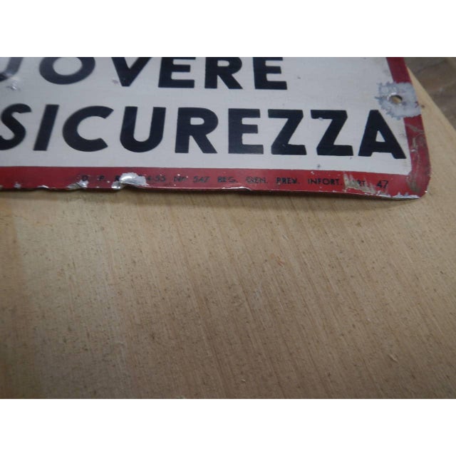 Red Vintage Safety Sign, 1950s For Sale - Image 8 of 9
