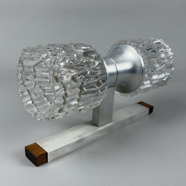 Metal Wall Lamp in Aluminum and Crystal, 1970s For Sale - Image 7 of 18