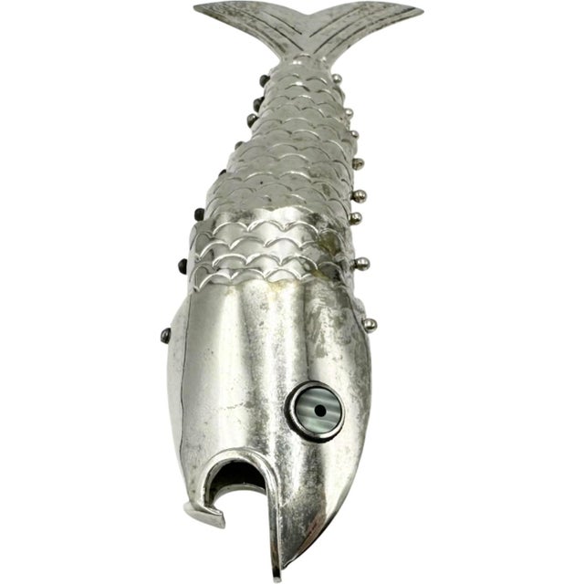 1970s Vintage Articulated Metal Fish Bottle Opener Nautical Barware For Sale - Image 5 of 11