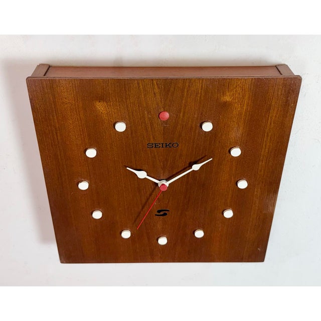 Vintage Brown Wooden Wall Clock from Seiko, 1980s For Sale - Image 4 of 16