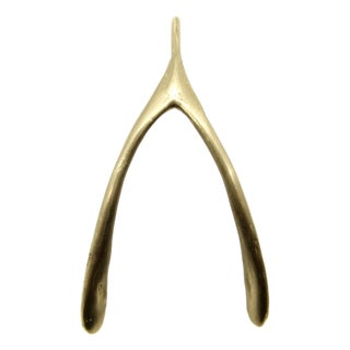 Vintage 14k Gold Make a Wish Wishbone Pendant For Sale