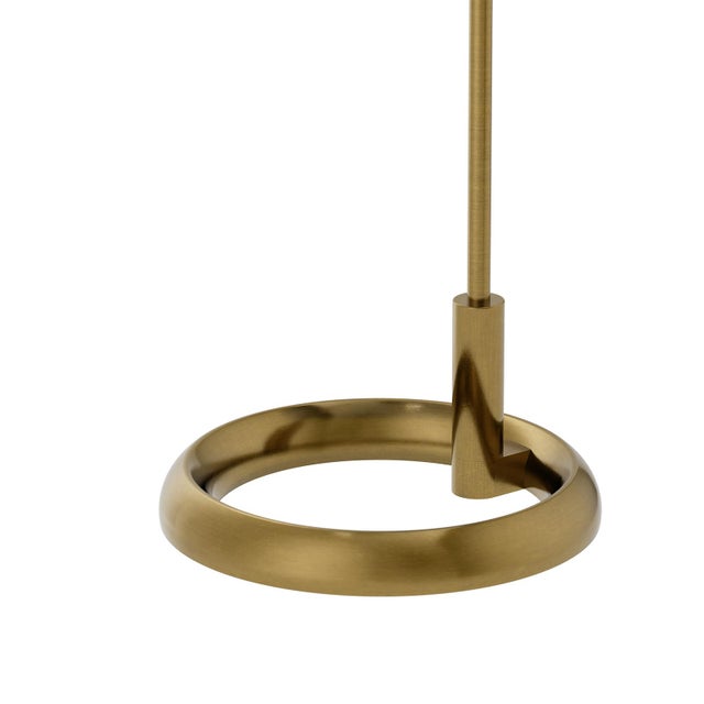 Metal Gable Floor Lamp, Antique Natural Brass with Russet Shade For Sale - Image 7 of 8