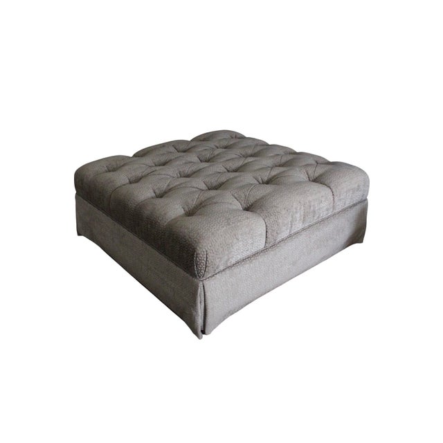 Traditional Custom Upholstered Ottoman – 42" Square For Sale - Image 3 of 4